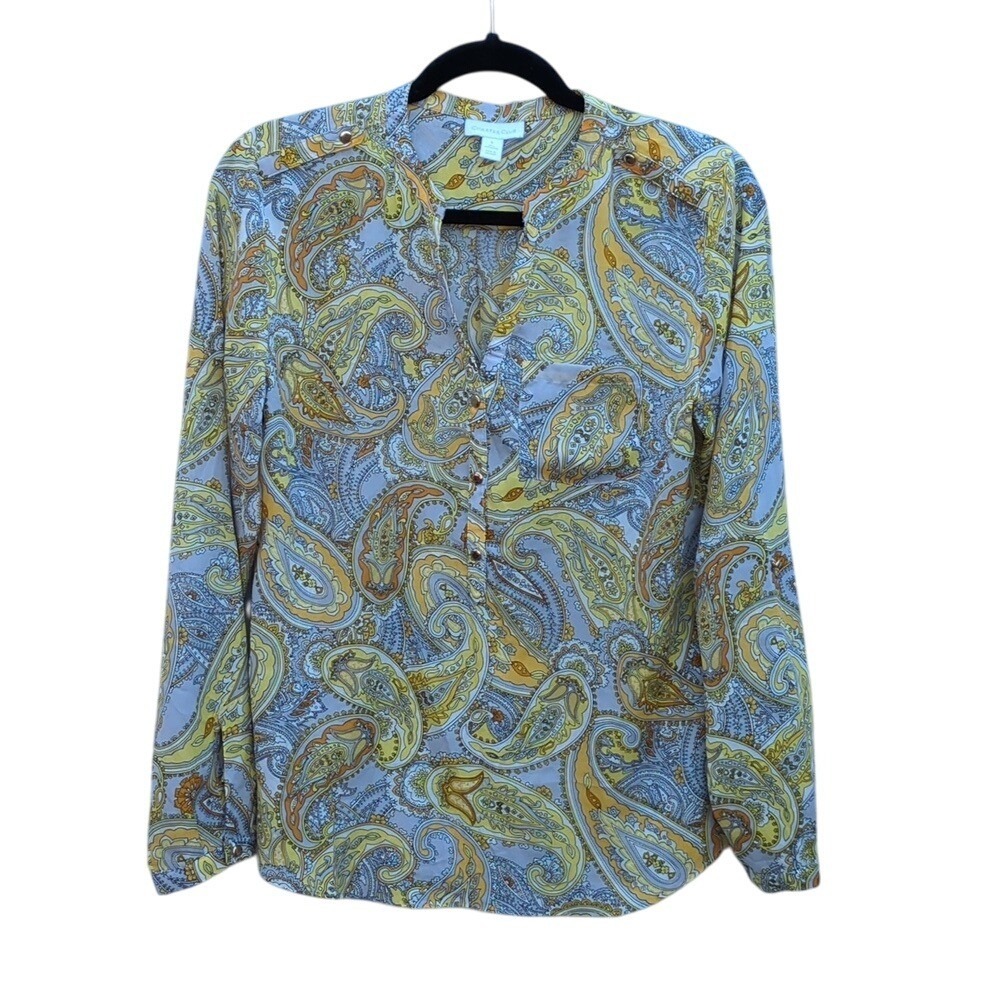 Charter Club Womens Paisley Print Button Down Blouse Top Size S